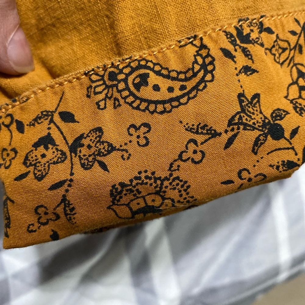 Anthropologie Paperbag Waist Cotton Pants Mustard Floral Cuffs Boho Style Size M - Picture 6 of 13
